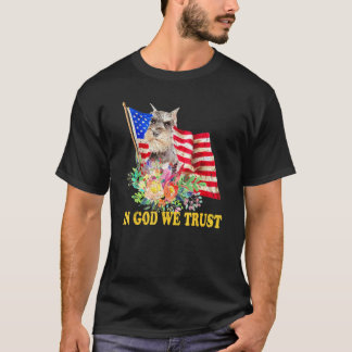 Camiseta Retro Schnauzer Us Flag In God We Trust July 4th U