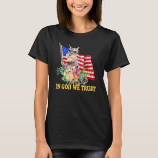 Camiseta Retro Schnauzer Us Flag In God We Trust July 4th U