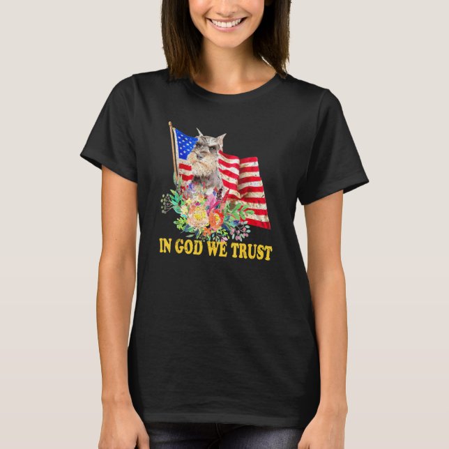 Camiseta Retro Schnauzer Us Flag In God We Trust July 4th U (Anverso)