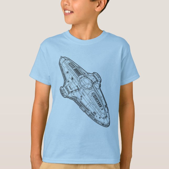 Camiseta Retro Sci Fi Spaceship Blueprint Art (Anverso)
