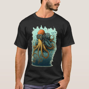 Camiseta Retro Scuba Diver Octopus Weird Diseño Octopus Hel
