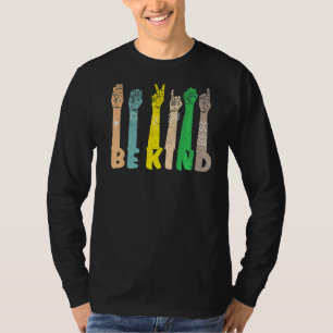 Camiseta Retro Sé Amable Lenguaje ASL Día de Unidad Antiaco