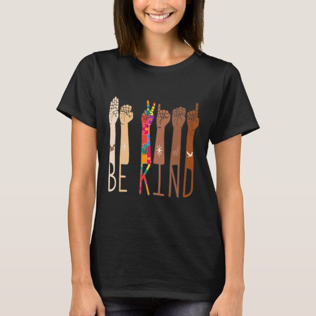 Camiseta Retro Sé Amable Lenguaje de Rótulo mano Ausencia d (Anverso)