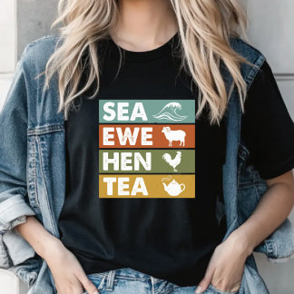 Camiseta Retro Sea Ewe Hen Tea Funny Joke  Men Women