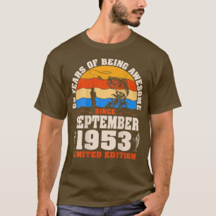 Camiseta Retro Septiembre 1953 Pescador de 69 años de edad 