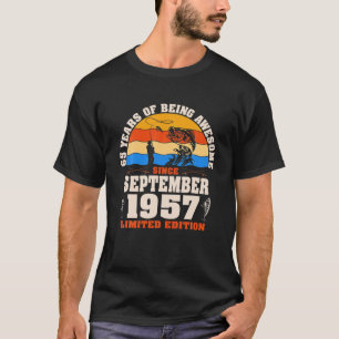 Camiseta Retro Septiembre 1957 Pescador de 65 años de edad 