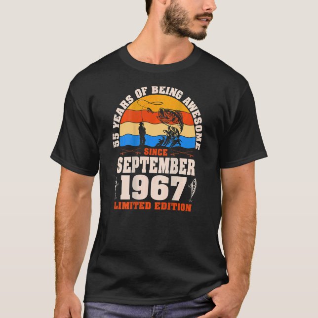 Camiseta Retro Septiembre 1967 Pesca de 55 años 55ª Bir (Anverso)