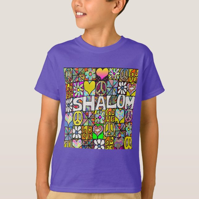 Camiseta Retro Shalom LOVE Psicodélico de los 60 (Anverso)