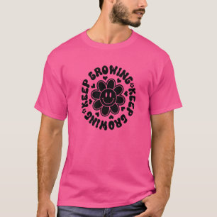 Camiseta Retro Sigue Creciendo Sonrisa Cara Inspiradora Pos