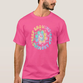 Camiseta Retro Sigue Creciendo Sonrisa Cara Inspiradora Pos