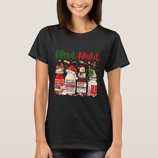 Camiseta Retro Silent Night Xmas Nurse Christmas Doctor Er  (Anverso)