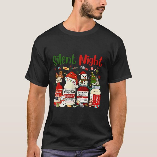Camiseta Retro Silent Night Xmas Nurse Christmas Doctor Er  (Anverso)