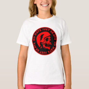 Camiseta Retro sin odio sólo patinar el cráneo