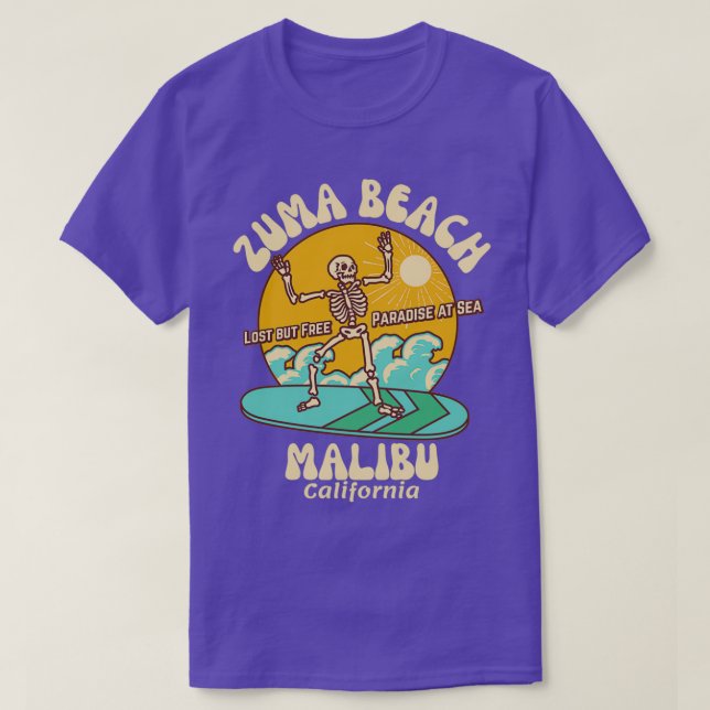Camiseta Retro Sixties Zuma Beach Malibu California Beige T (Diseño del anverso)