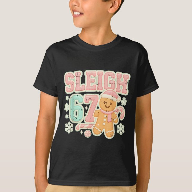 Camiseta Retro Sleigh 67 Gingerbread Christmas Six Seven Me (Anverso)
