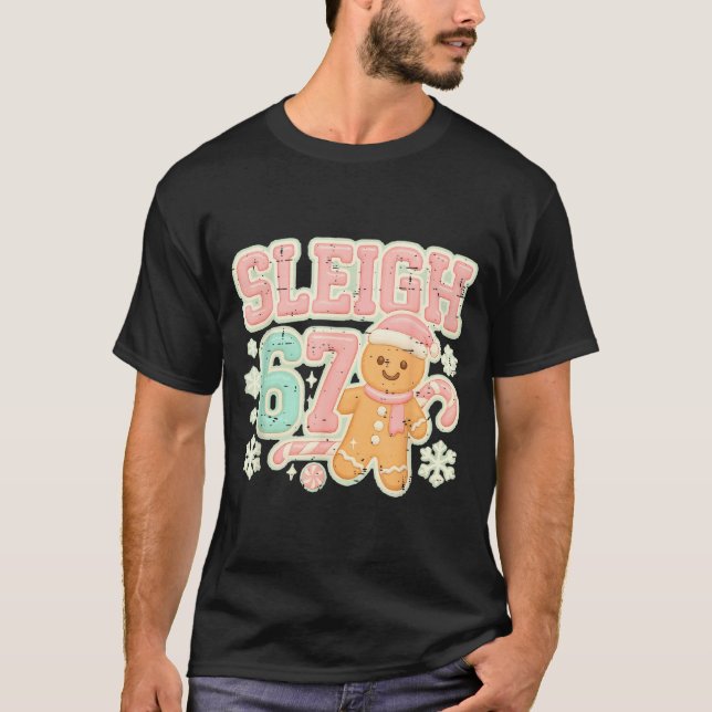 Camiseta Retro Sleigh 67 Gingerbread Christmas Six Seven Me (Anverso)