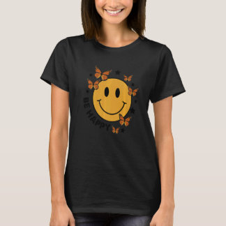 Camiseta Retro Smile Face Be Happy Face Trendy