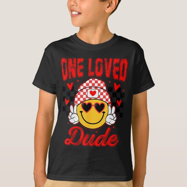 Camiseta Retro Smile Face One Loved Dude Valentines Day Men (Anverso)