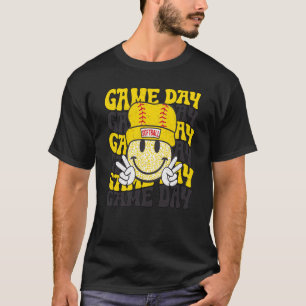 Camiseta Retro Smile Face Sofball Game Day Vibes Softbol