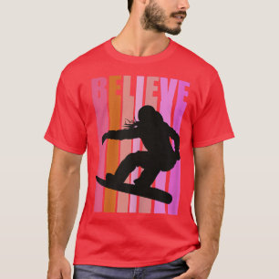 Camiseta Retro Snowboarding Mujeres Chicas Guay Pink Snowbo