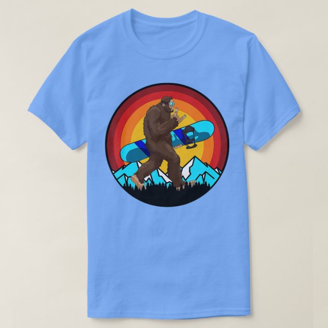 Camiseta Retro Snowboarding Sunset Bigfoot Rock activado pa (Diseño del anverso)