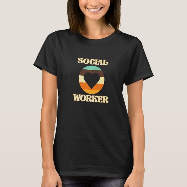 Camiseta Retro Social Worker Heart Orgulloso Mes de Trabajo (Anverso)