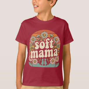 Camiseta Retro Soft Mama Vintage Groovy Atardecer Flor de M