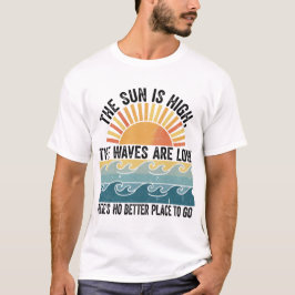 Camiseta Retro Sol y Ondas Arte de Viaje de Verano