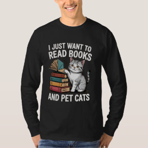 Camiseta Retro Solo Quiero Leer Libros Y Acariciar Gatos Ga