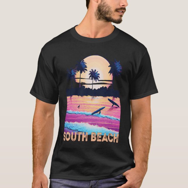 Camiseta Retro South Beach Florida Souvenir Surf (Anverso)