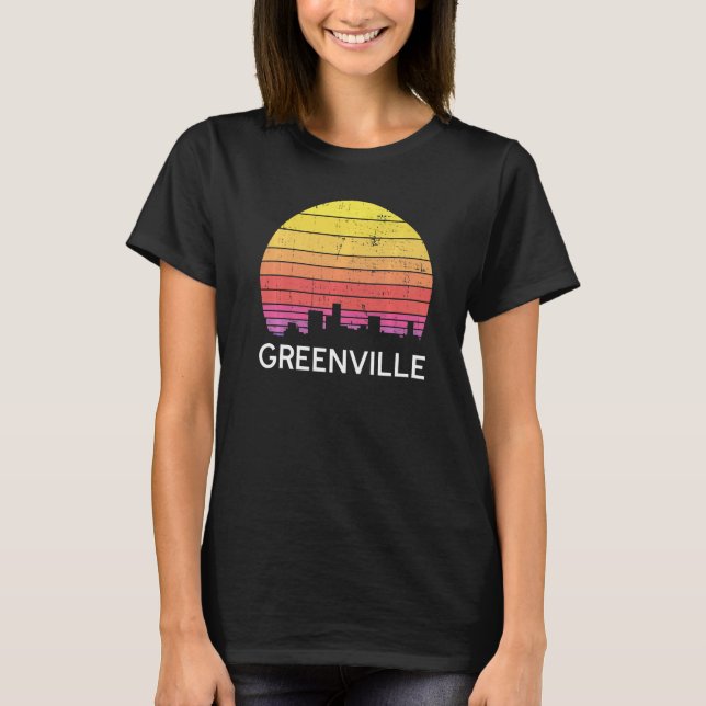 Camiseta Retro South Carolina City Greenville Skyline Vinta (Anverso)