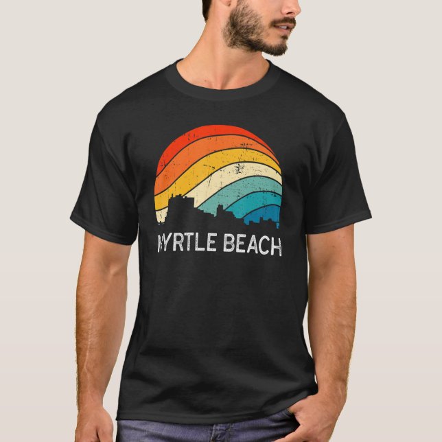 Camiseta Retro South Carolina City Myrtle Beach Skyline Vin (Anverso)