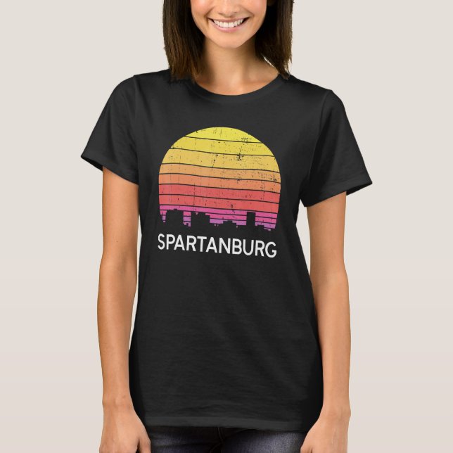 Camiseta Retro South Carolina City Spartanburg Skyline Vint (Anverso)