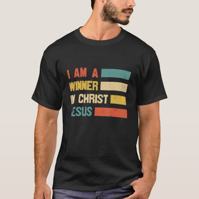 Camiseta Retro Soy Ganador En Cristo Jesús Salvador Christi (Anverso)