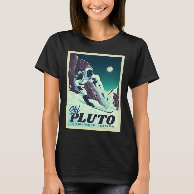 Camiseta Retro Space Tourism Ski Pluto Skiing Skier  (Anverso)