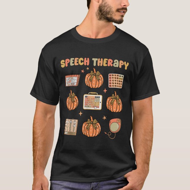 Camiseta Retro Speech Therapy Slp Fall Pumpkin Speech Thera (Anverso)
