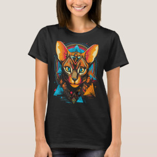 Camiseta Retro Sphynx Cat Lover Dueño Sfinx Gato Geométrico