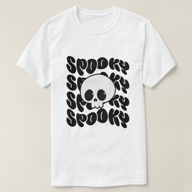 Camiseta Retro Spooky con Calavera Kawaii (Diseño del anverso)