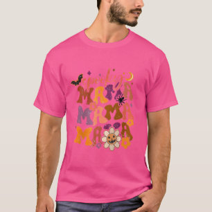 Camiseta Retro Spooky Mama Floral Boho Fantasma Mama Hallow