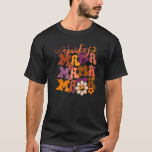 Camiseta Retro Spooky Mama Floral Boho Fantasma Mama Hallow