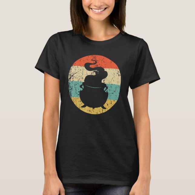 Camiseta Retro Spooky Scary Witch Cauldron Silhouette Hallo (Anverso)