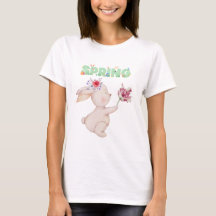 Retro Spring Bunny with Tulip Graphic Tee