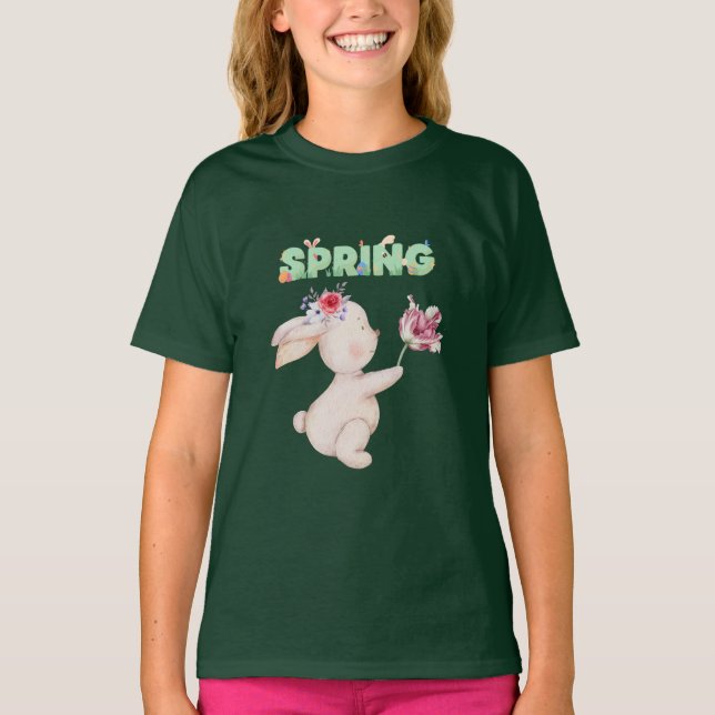 Camiseta Retro Spring Bunny with Tulip Graphic Tee (Anverso)
