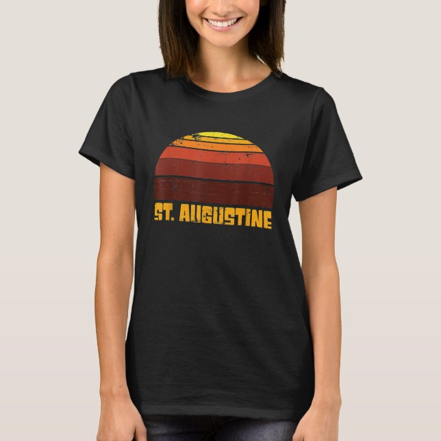 Camiseta Retro St Augustine Ocean Sunset Surf y Sand Vaca (Anverso)