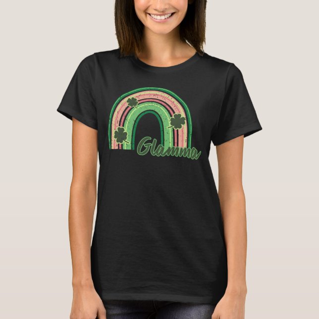 Camiseta Retro St Patrick s day Glamma  Rainbow Shamrock Pa (Anverso)
