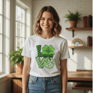 Camiseta Retro St Patrick's Day Love Clover Green Plaid 