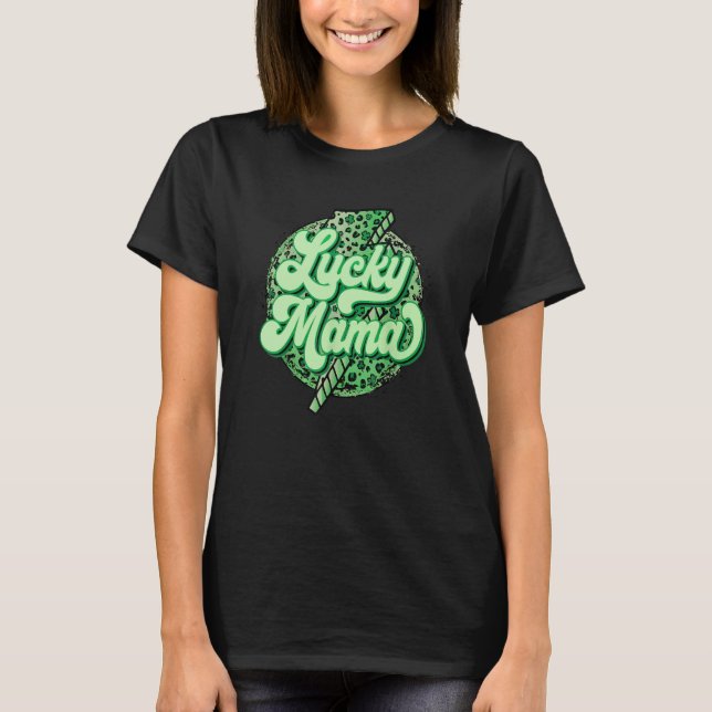 Camiseta Retro St Patricks Day Lucky Mama Shamrock Lightnin (Anverso)