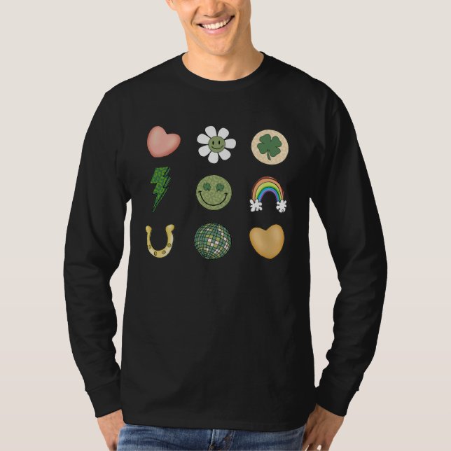 Camiseta Retro St Patricks Day Lucky Vibes Shamrock For Men (Anverso)