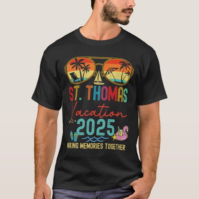 Camiseta Retro St. Thomas Vacation 2025 Recuerdos coinciden (Anverso)