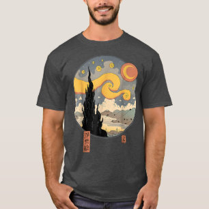 Camiseta Retro Starry Ukiyoe Noche Arte Japonés